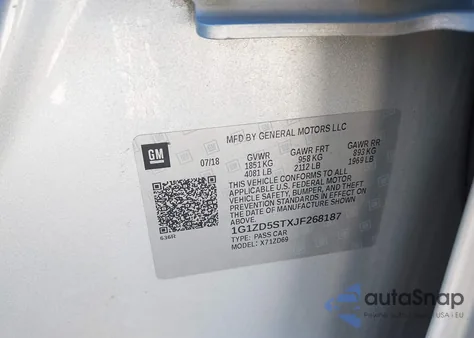 2018 Chevrolet Malibu Lt z USA, uszkodzony, nr VIN 1G1ZD5STXJF268187